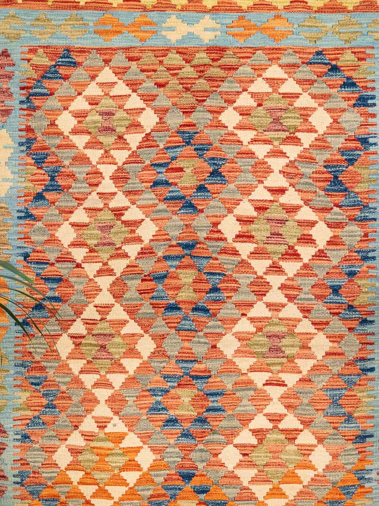 12703 Afghan Vegetable Dyed Kilim Rug 151x193cm (4.11 x 6.4ft)