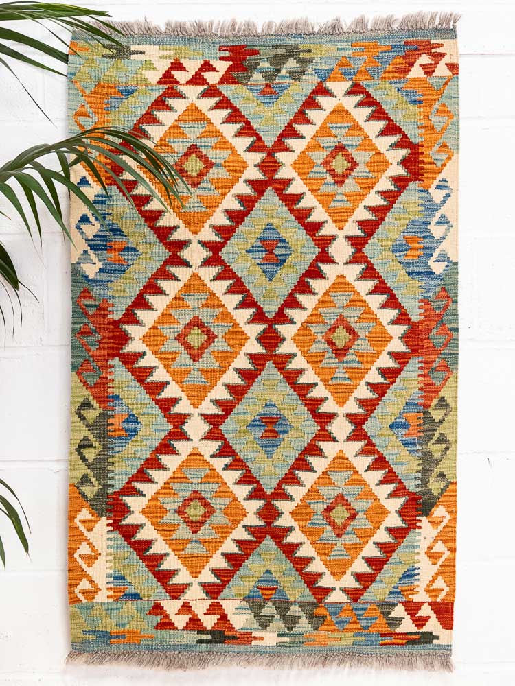 12709 Afghan Vegetable Dyed Kilim Rug 80x129cm (2.7 x 4.2ft)