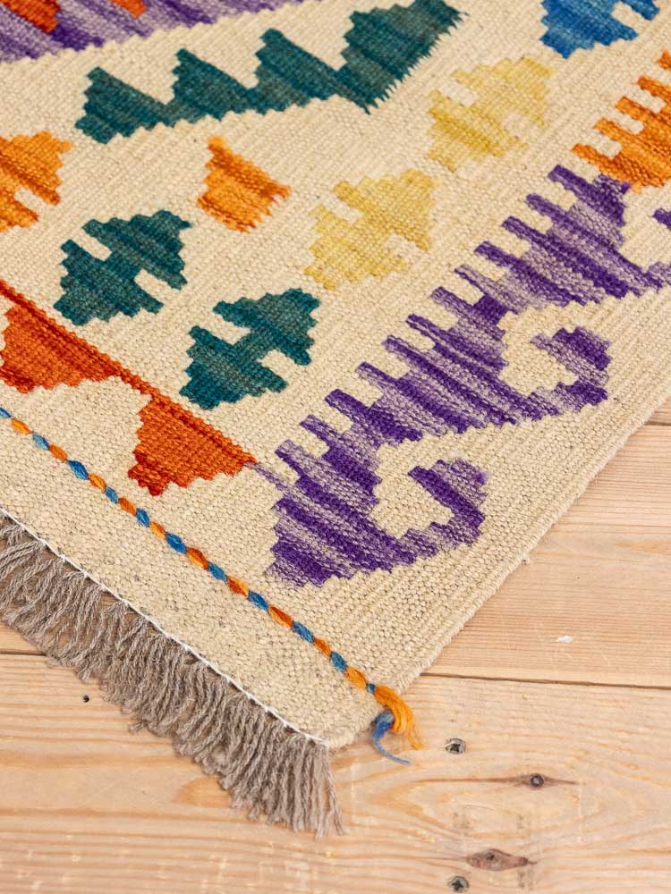 12712 Afghan Vegetable Dyed Kilim Rug 77x124cm (2.6 x 4.1ft)