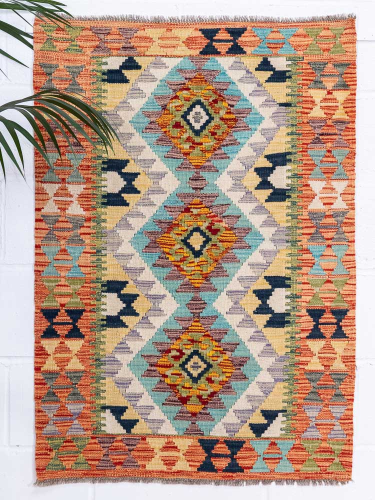 12714 Afghan Vegetable Dyed Kilim Rug 82x119cm (2.8 x 3.11ft)