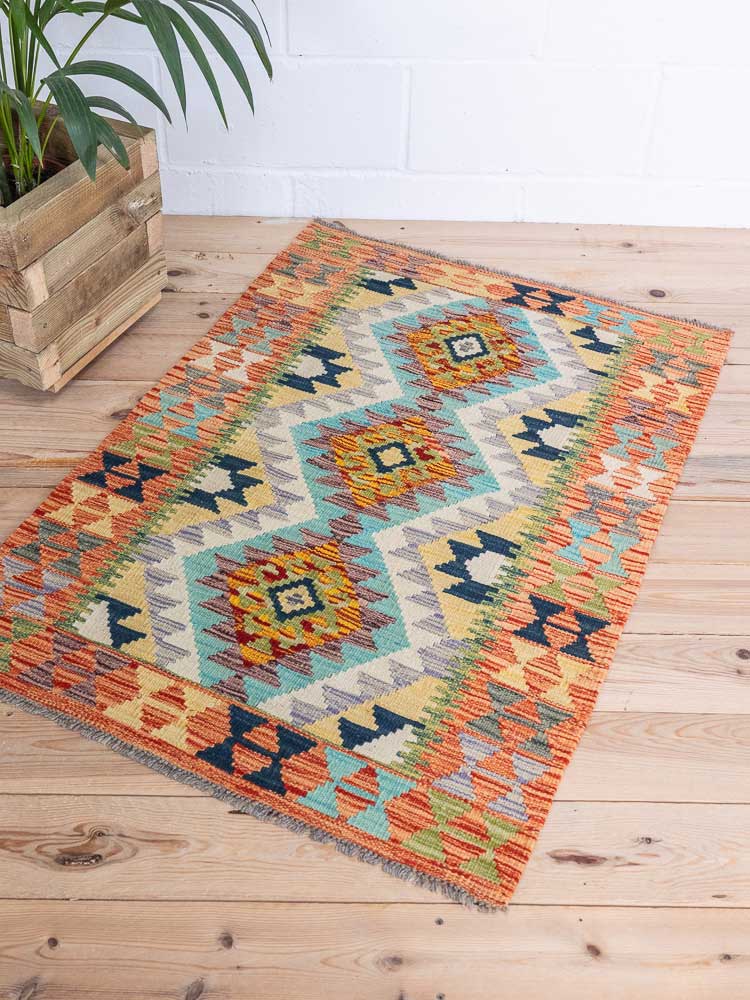 12714 Afghan Vegetable Dyed Kilim Rug 82x119cm (2.8 x 3.11ft)