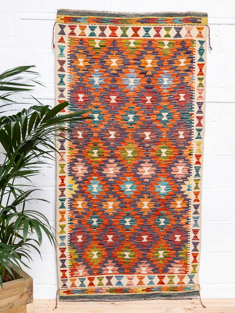 12720 Afghan Vegetable Dyed Kilim Rug 100x192cm (3.3 x 6.3ft)