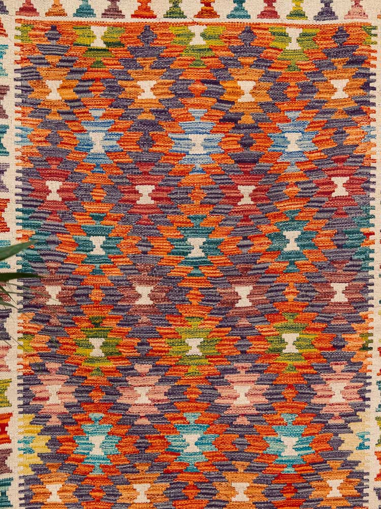 12720 Afghan Vegetable Dyed Kilim Rug 100x192cm (3.3 x 6.3ft)