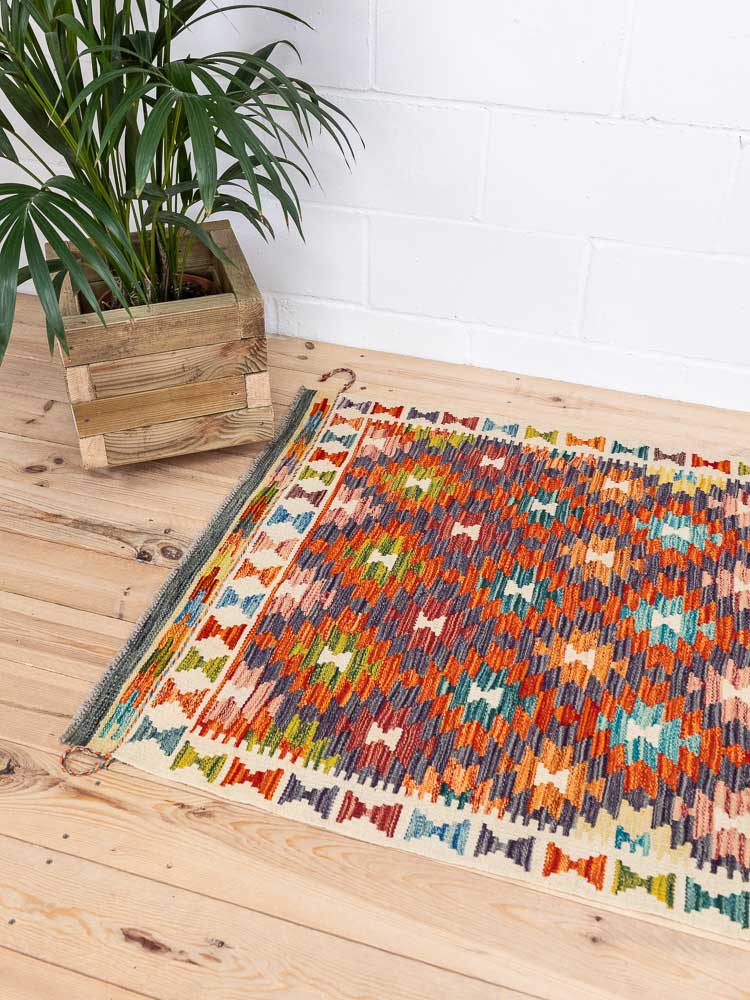 12720 Afghan Vegetable Dyed Kilim Rug 100x192cm (3.3 x 6.3ft)