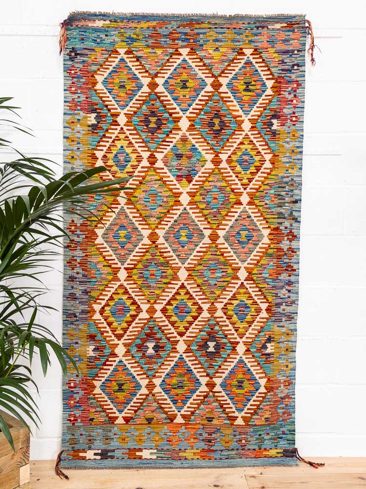 12721 Afghan Vegetable Dyed Kilim Rug 105x198cm (3.5 x 6.6ft)