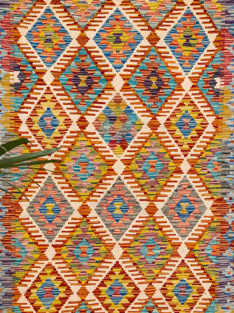 12721 Afghan Vegetable Dyed Kilim Rug 105x198cm (3.5 x 6.6ft)