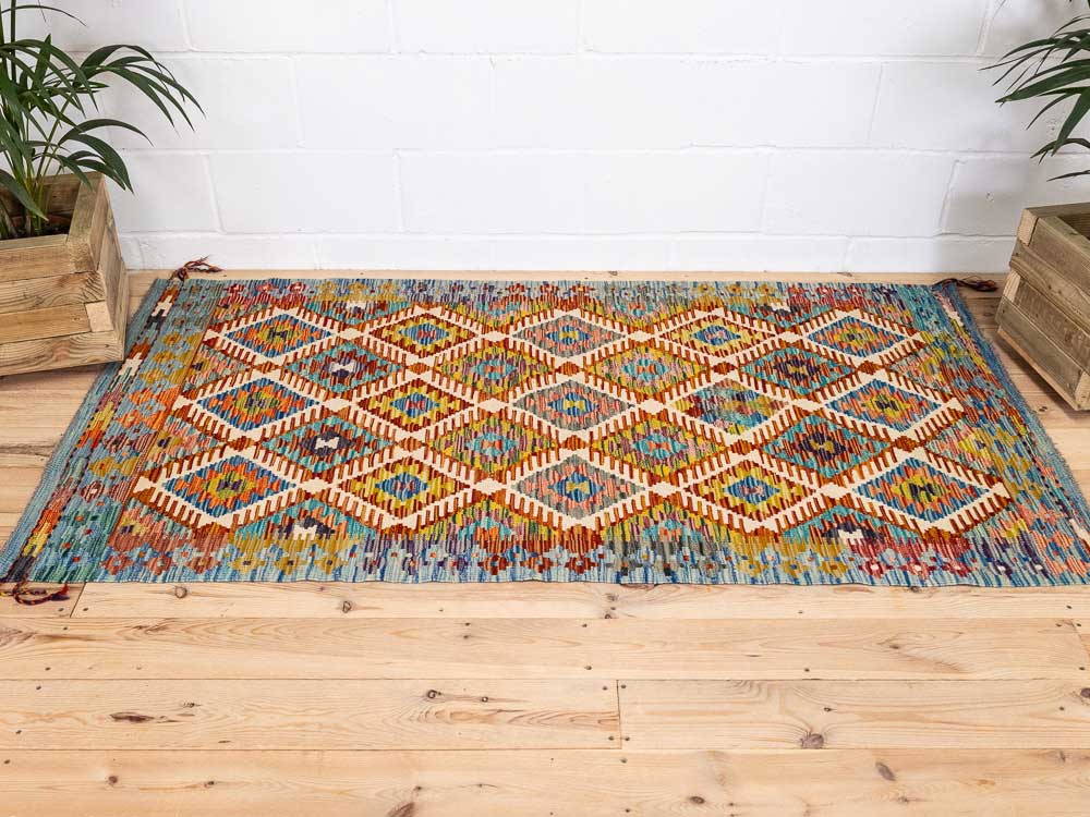 12721 Afghan Vegetable Dyed Kilim Rug 105x198cm (3.5 x 6.6ft)