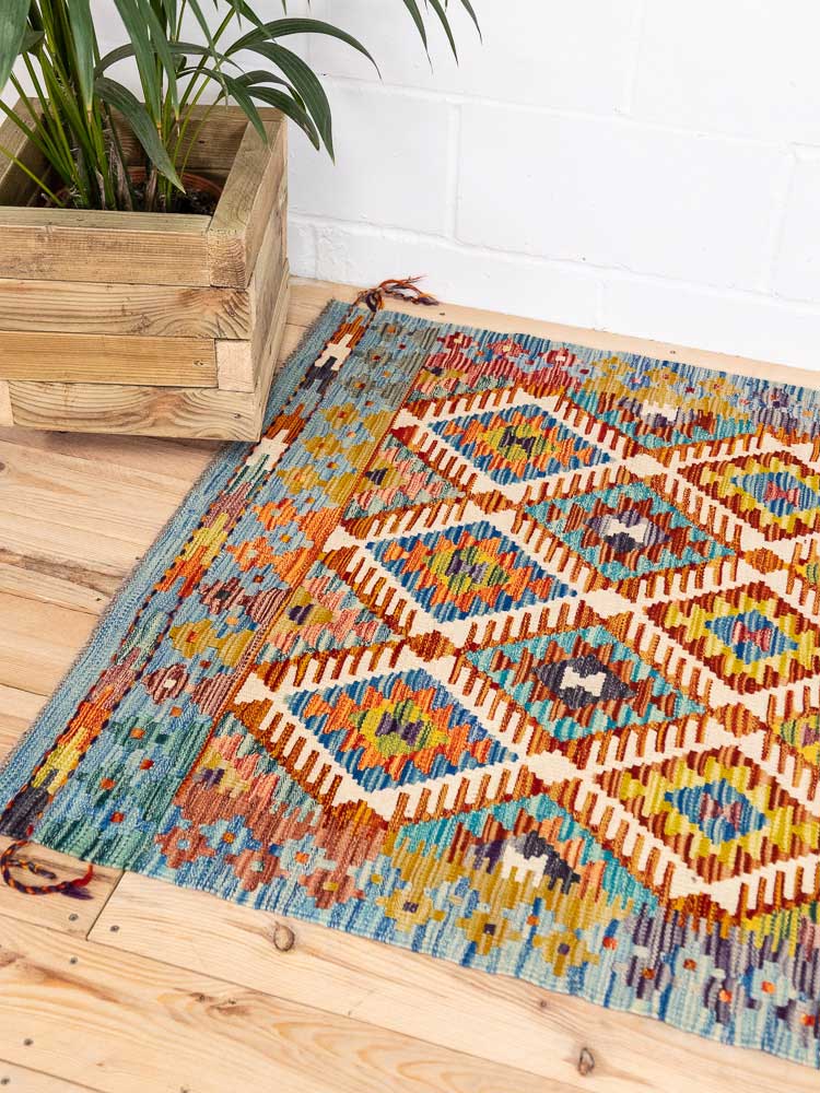 12721 Afghan Vegetable Dyed Kilim Rug 105x198cm (3.5 x 6.6ft)