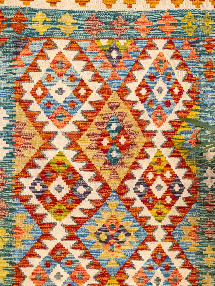 12722 Afghan Vegetable Dyed Kilim Rug 98x219cm (3.2 x 7.2ft)