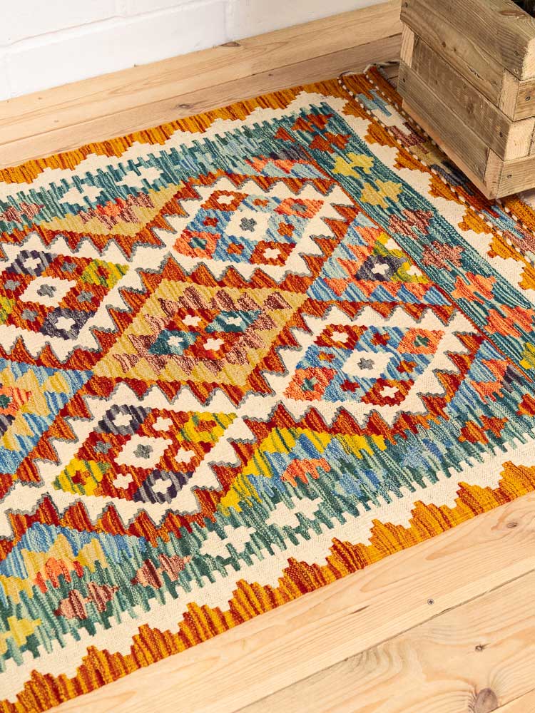 12722 Afghan Vegetable Dyed Kilim Rug 98x219cm (3.2 x 7.2ft)