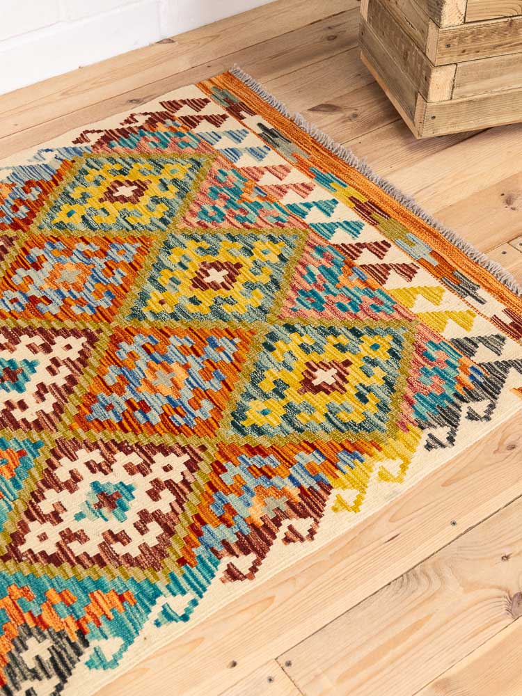 12723 Afghan Vegetable Dyed Kilim Rug 102x194cm (3.4 x 6.4ft)