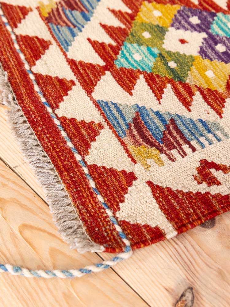 12734 Small Rustic Afghan Vegetable Dyed Kilim Rug 44x69cm (1.5 x 2.3ft)