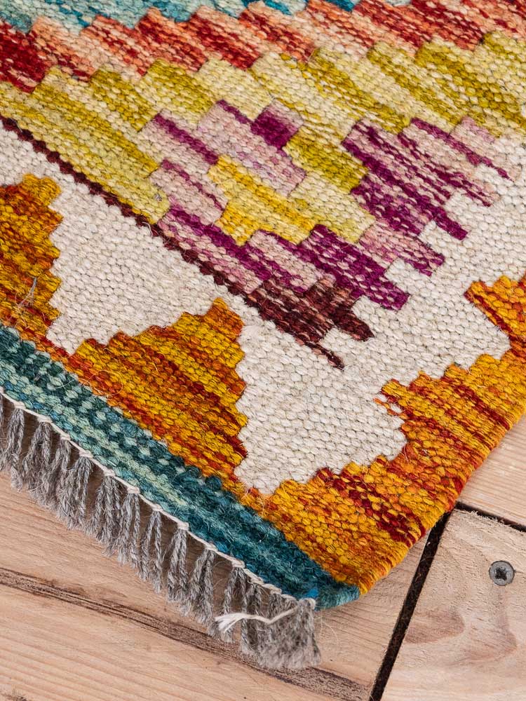 12737 Small Rustic Afghan Vegetable Dyed Kilim Rug 44x63cm (1.5 x 2.0ft)