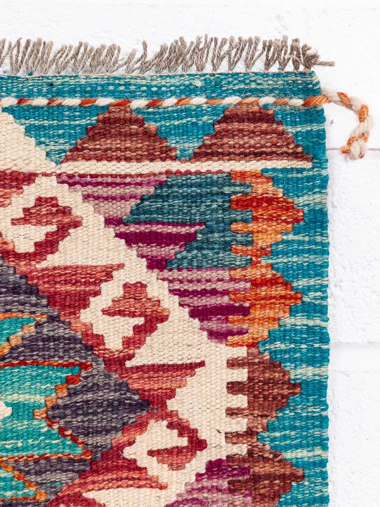 12740 Small Rustic Afghan Vegetable Dyed Kilim Rug 41x62cm (1.4 x 2.0ft)