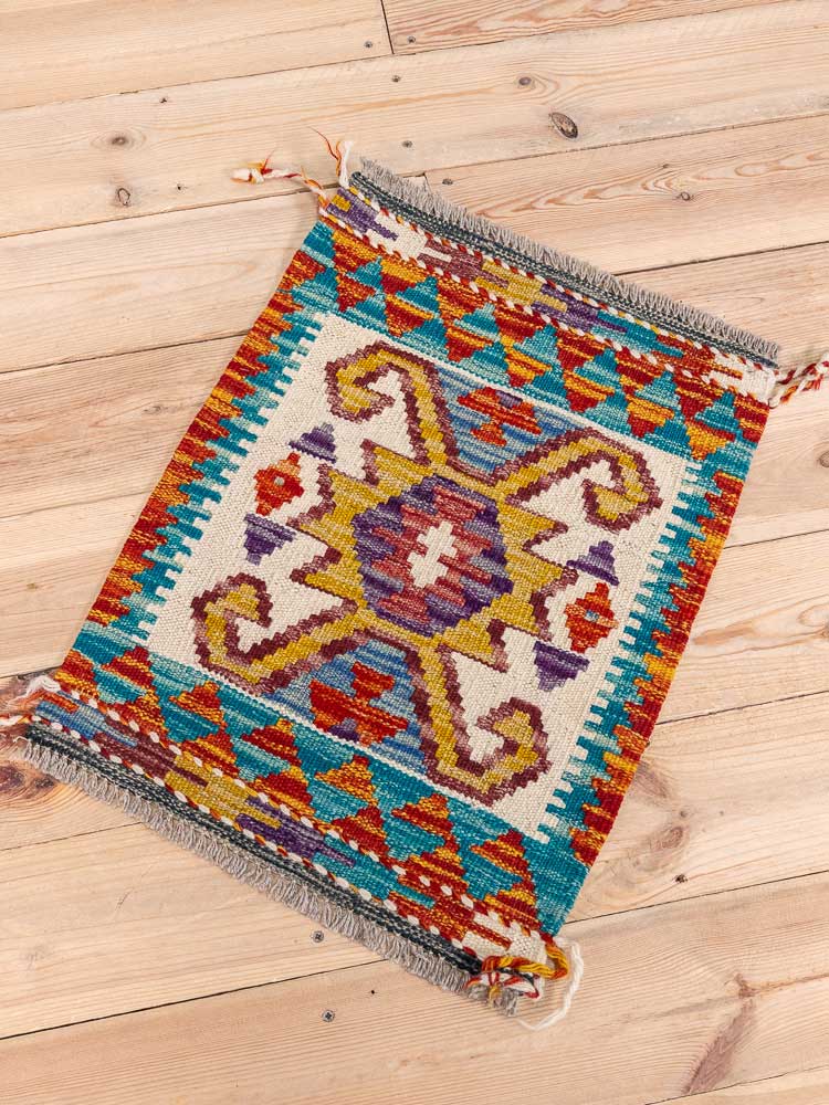 12741 Small Rustic Afghan Vegetable Dyed Kilim Rug 43x56cm (1.5 x 1.10ft)