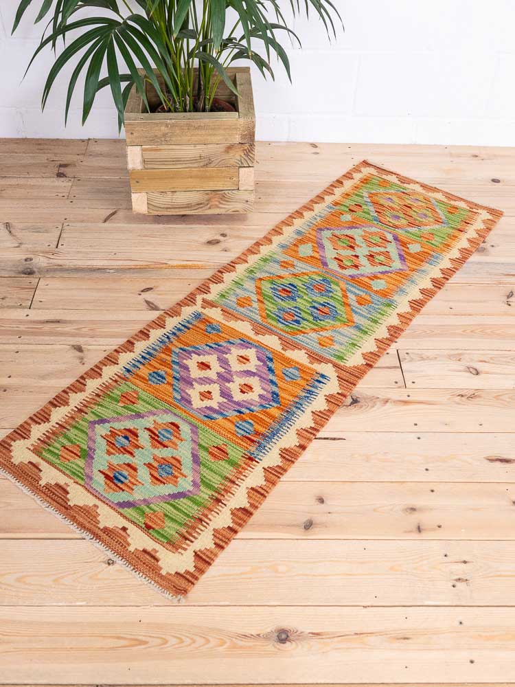 12743 Afghan Vegetable Dyed Kilim Runner Rug 52x155cm (1.8 x 5.1ft)