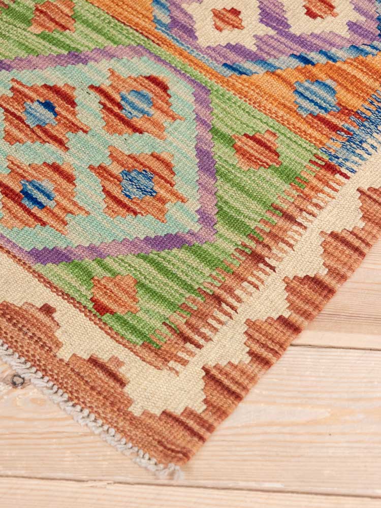 12743 Afghan Vegetable Dyed Kilim Runner Rug 52x155cm (1.8 x 5.1ft)