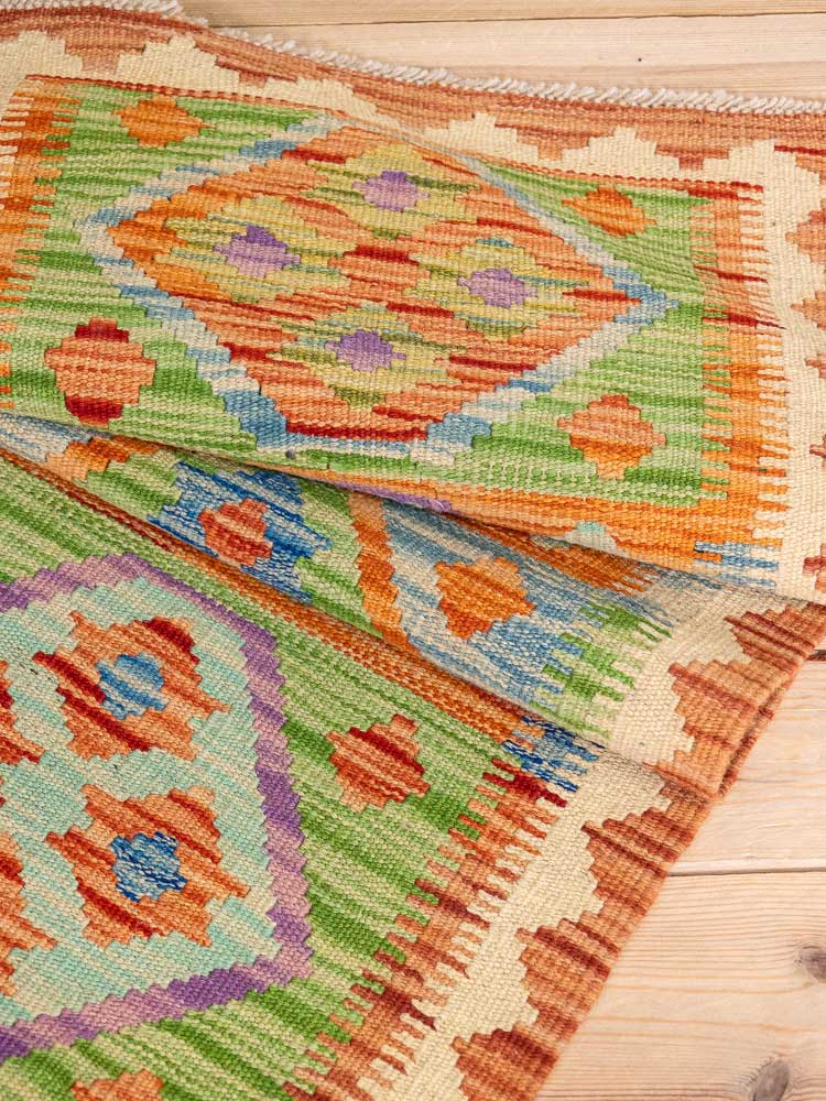 12743 Afghan Vegetable Dyed Kilim Runner Rug 52x155cm (1.8 x 5.1ft)