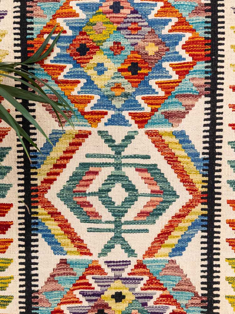 12745 Afghan Vegetable Dyed Kilim Runner Rug 67x150cm (2.2 x 4.11ft)