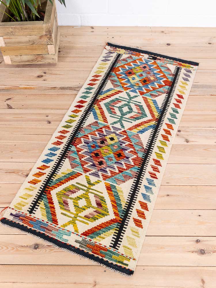 12745 Afghan Vegetable Dyed Kilim Runner Rug 67x150cm (2.2 x 4.11ft)