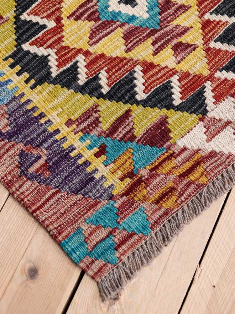 12746 Afghan Vegetable Dyed Kilim Runner Rug 65x142cm (2.1 x 4.8ft)