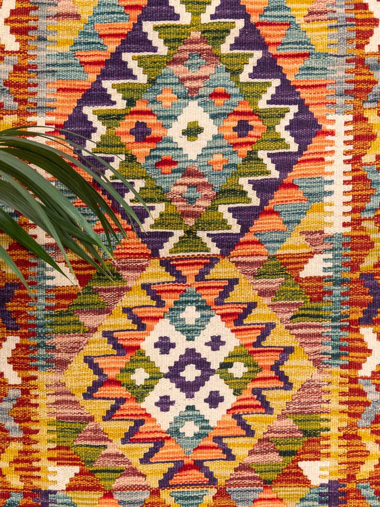 12747 Afghan Vegetable Dyed Kilim Runner Rug 64x141cm (2.1 x 4.7ft)