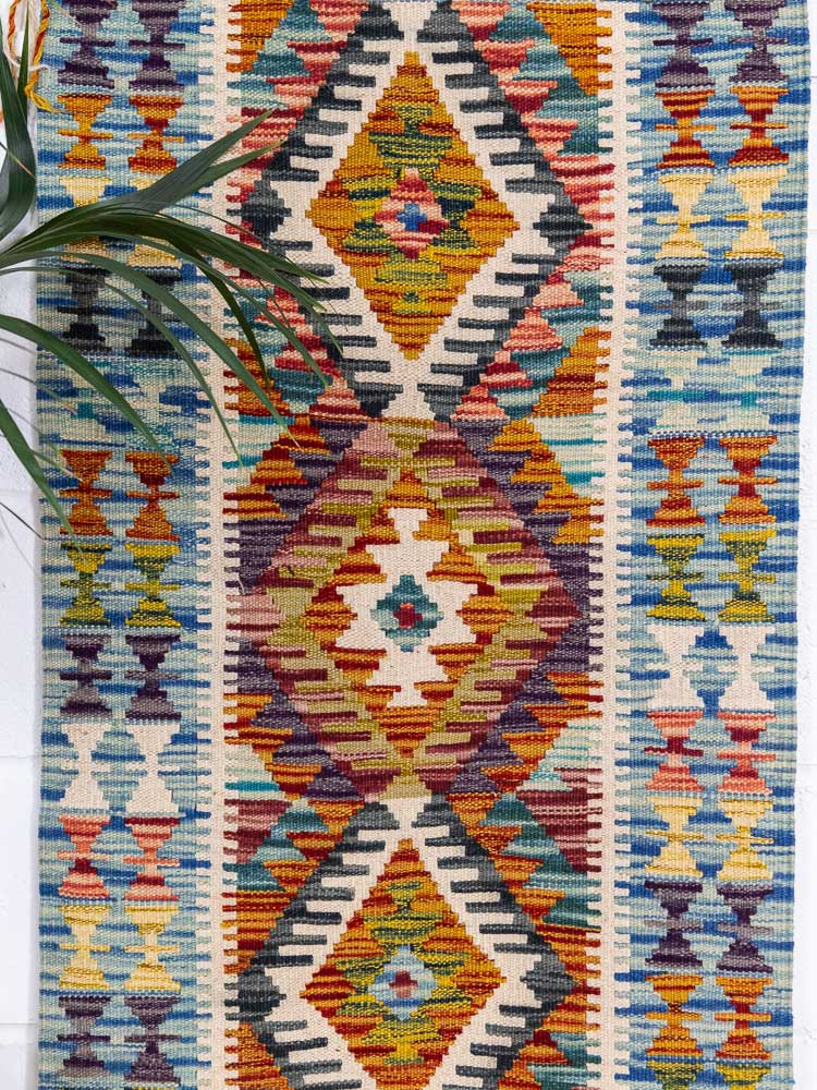 12748 Afghan Vegetable Dyed Kilim Runner Rug 65x148cm (2.1 x 4.10ft)