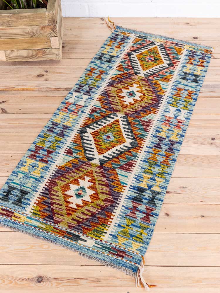 12748 Afghan Vegetable Dyed Kilim Runner Rug 65x148cm (2.1 x 4.10ft)