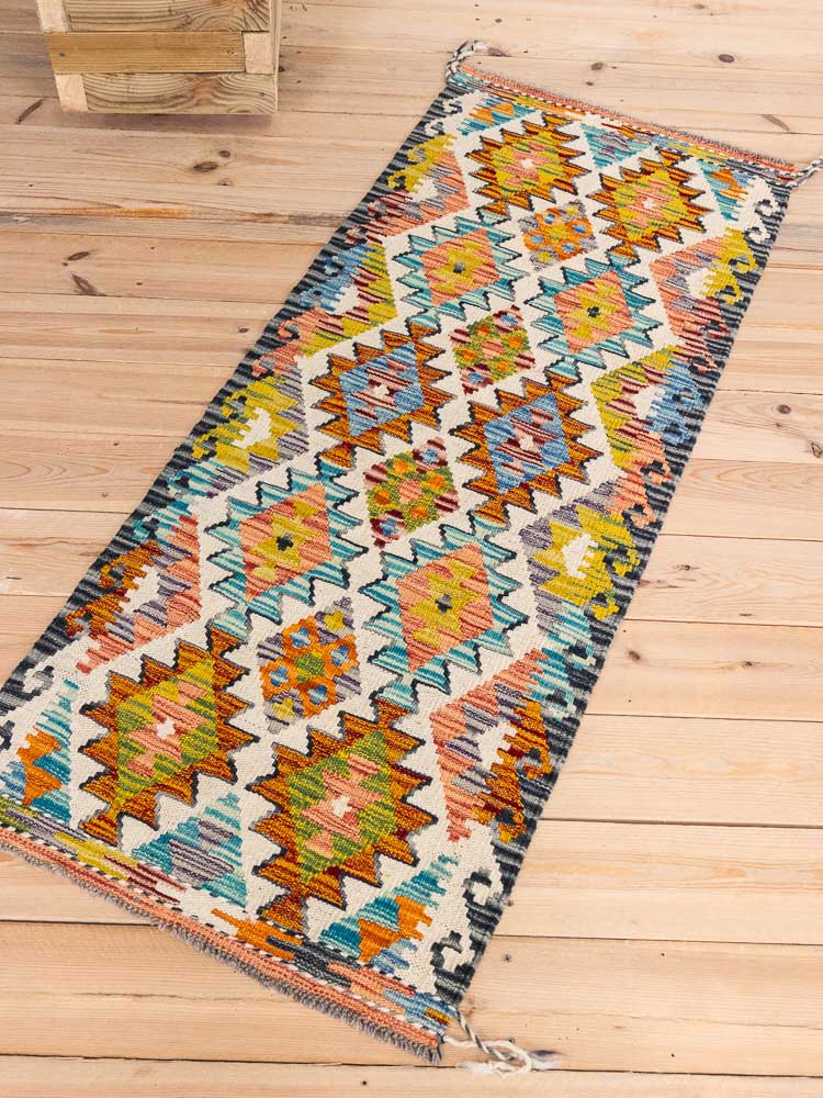 12749 Afghan Vegetable Dyed Kilim Runner Rug 63x152cm (2.0 x 4.11ft)