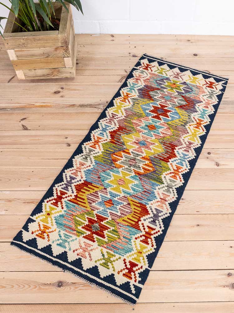 12750 Afghan Vegetable Dyed Kilim Runner Rug 61x148cm (2 x 4.10ft)