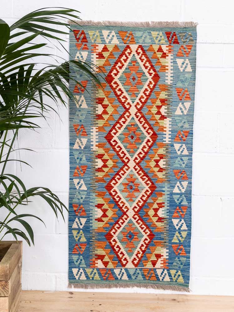 12751 Afghan Vegetable Dyed Kilim Runner Rug 67x139cm (2.2 x 4.6ft)