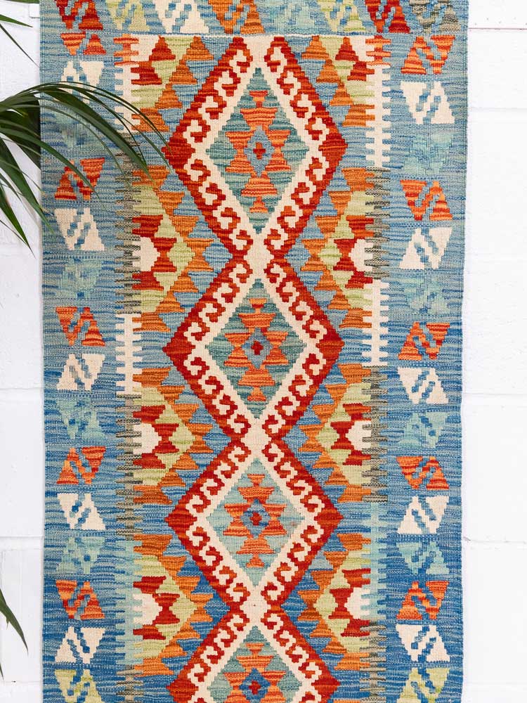 12751 Afghan Vegetable Dyed Kilim Runner Rug 67x139cm (2.2 x 4.6ft)