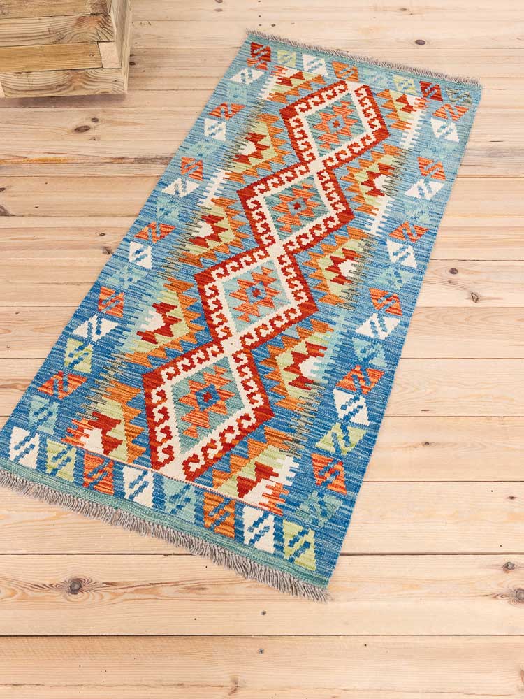 12751 Afghan Vegetable Dyed Kilim Runner Rug 67x139cm (2.2 x 4.6ft)