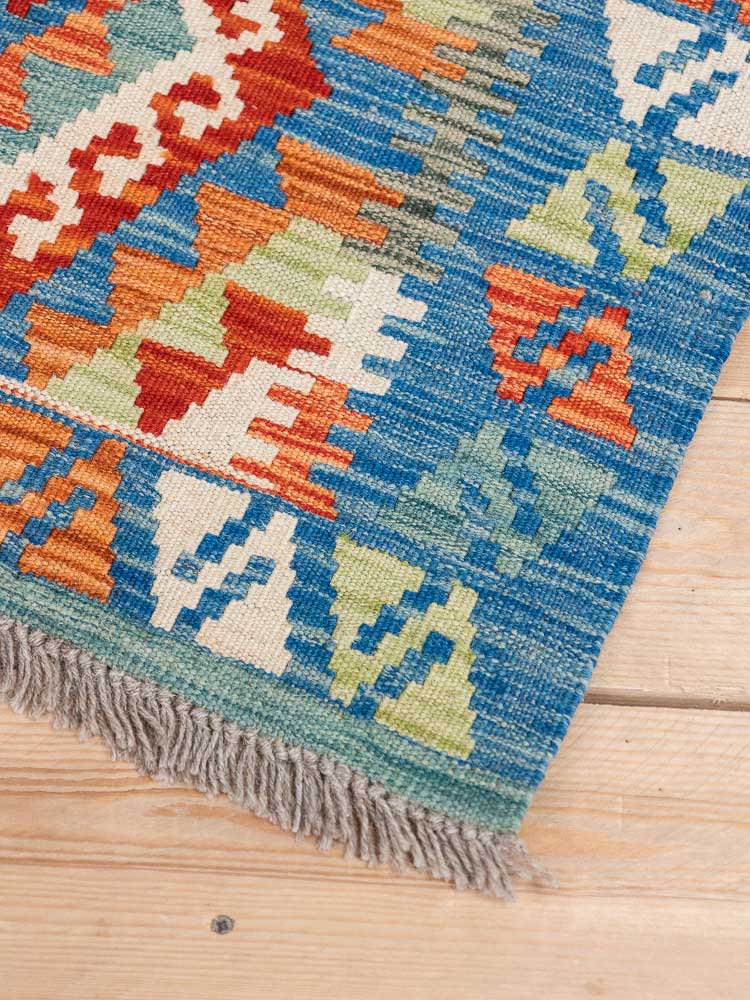 12751 Afghan Vegetable Dyed Kilim Runner Rug 67x139cm (2.2 x 4.6ft)