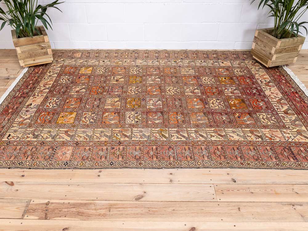 12752 Shahsavan Silk Soumak Kilim Rug 194x279cm (6.4 x 9.1ft)