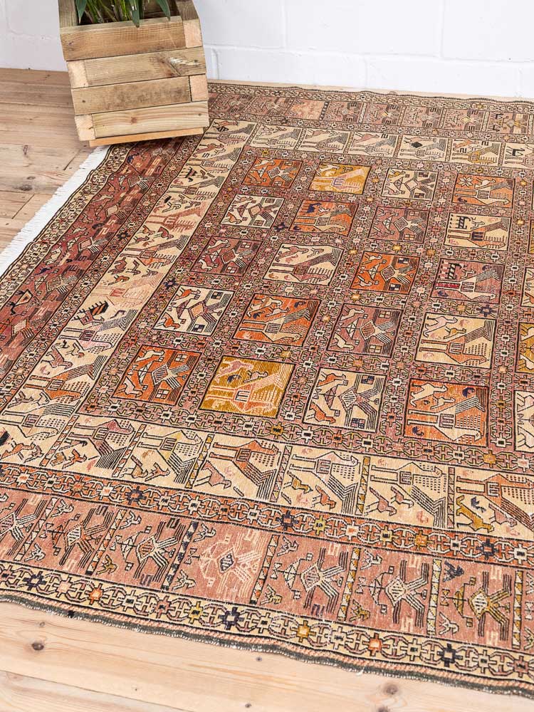 12752 Shahsavan Silk Soumak Kilim Rug 194x279cm (6.4 x 9.1ft)