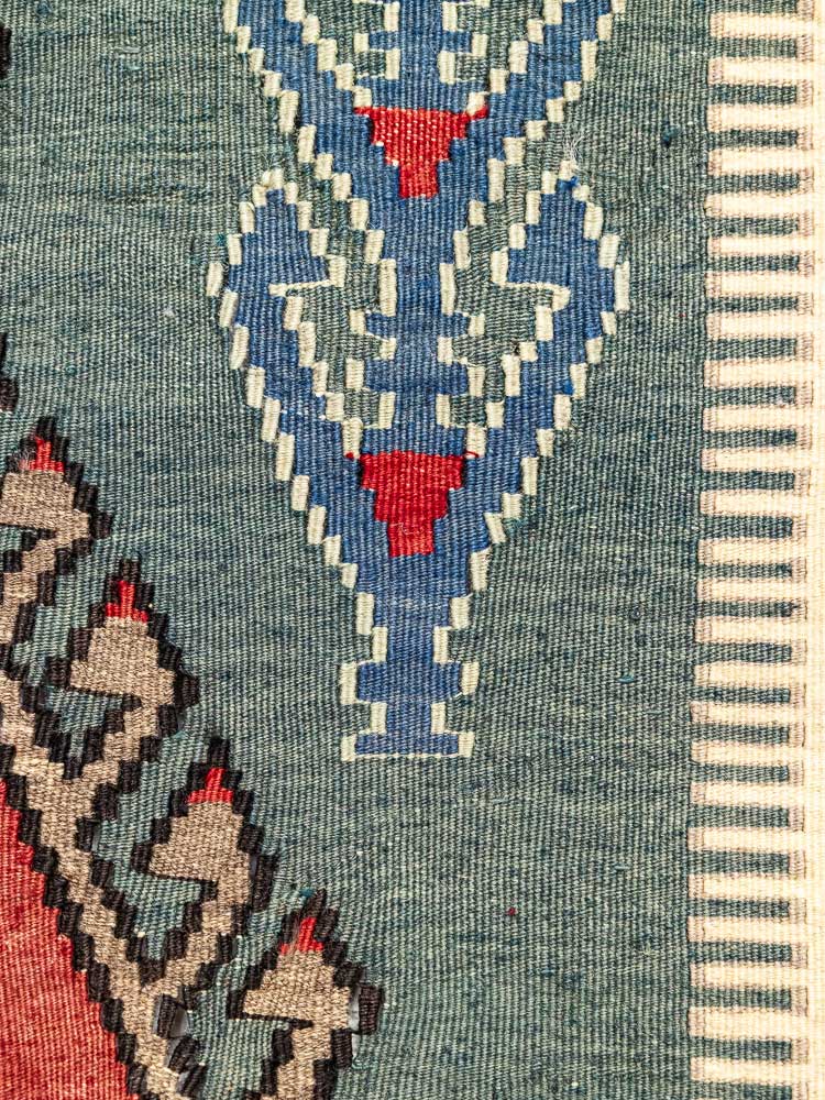 12757 Vintage Obruk Turkish Kilim Rug 139x194cm (4.6 x 6.4ft)