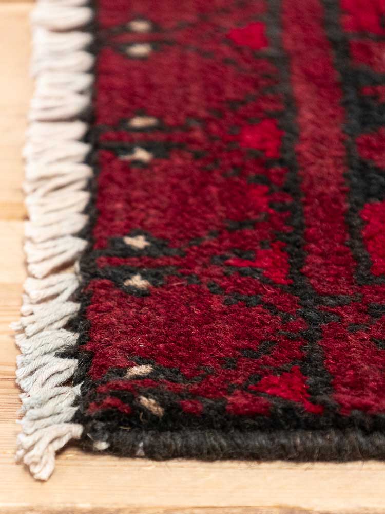 12760 Small Afghan Red Aq Chah Pile Rug 47x64cm (1.6 x 2.1ft)