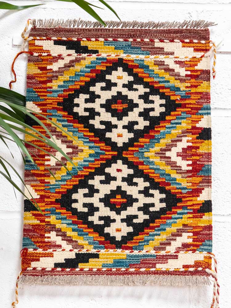 12764 Small Afghan Vegetable Dyed Kilim Rug 40x53cm (1.3 x 1.9ft)