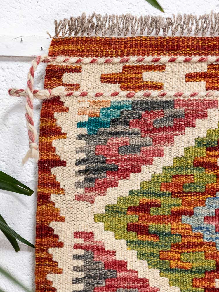 12765 Small Afghan Vegetable Dyed Kilim Rug 39x59cm (1.3 x 1.11ft)