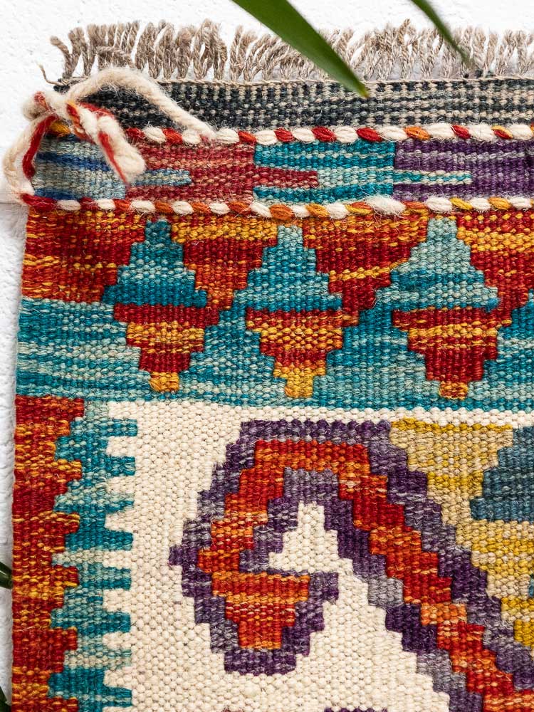 12767 Small Afghan Vegetable Dyed Kilim Rug 41x62cm (1.4 x 2.0ft)