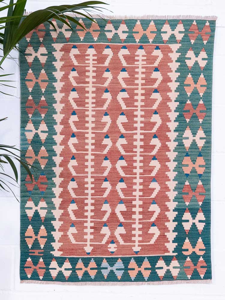 12775 Vintage Turkish Usak Kilim Rug 91x124cm (3 x 4.1ft)