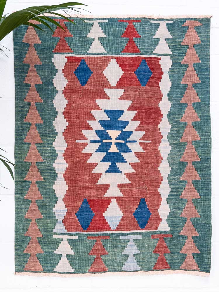 12776 Vintage Turkish Usak Kilim Rug 94x123cm (3.1 x 4.0ft)