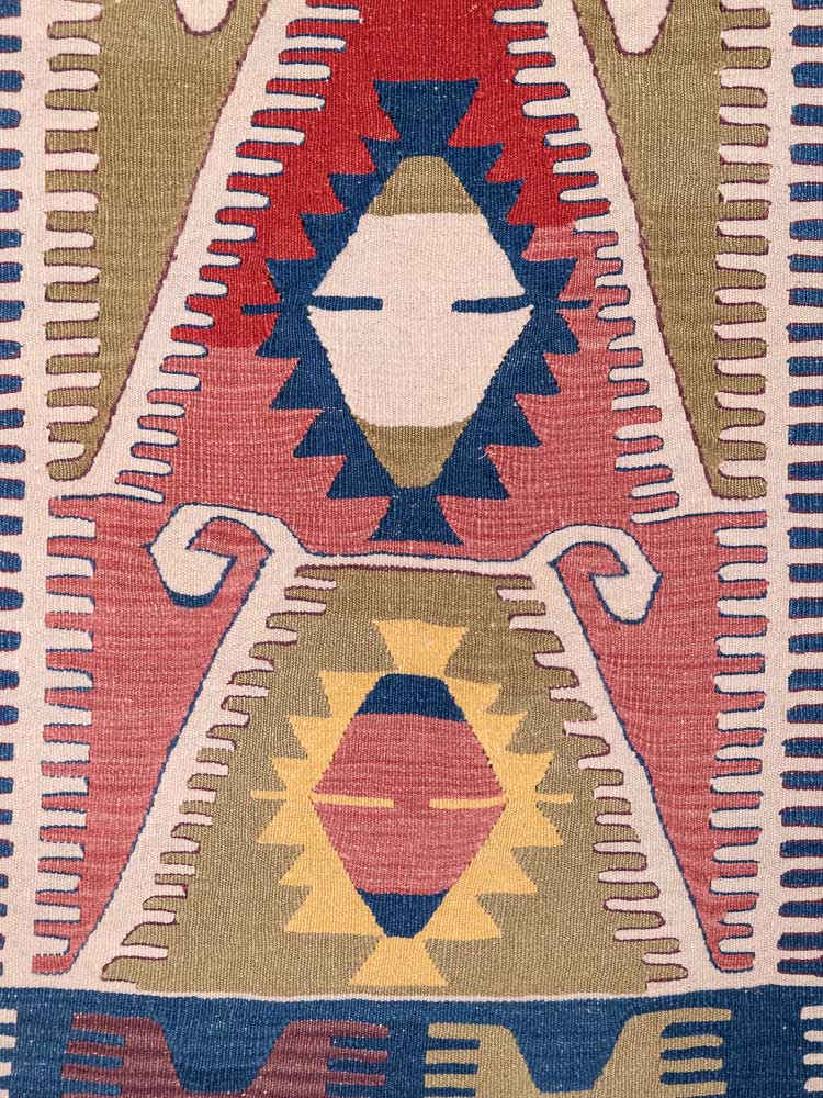 12786 Vintage Turkish Usak Kilim Rug 120x163cm (3.11 x 5.4ft)