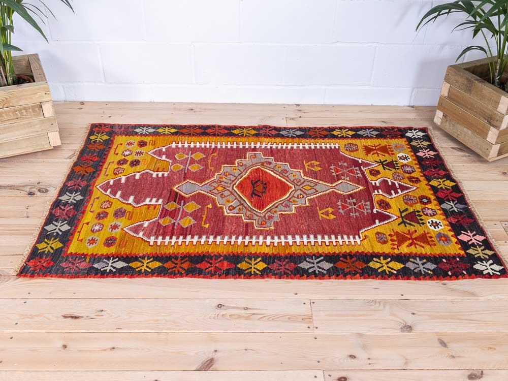 12791 Vintage Turkish Emir Dag Kilim Rug 99x166cm (3.3 x 5.5ft)