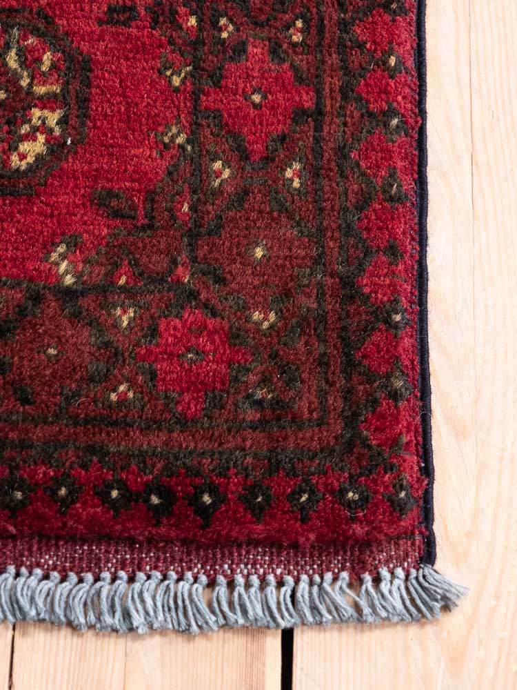 12793 Afghan Red Aq Chah Runner Rug 67x299cm (2.2 x 9.9ft)