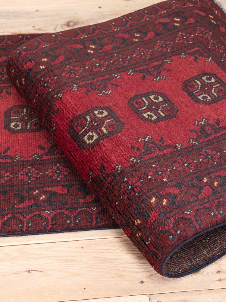 12794 Afghan Red Aq Chah Runner Rug 63x289cm (2.0 x 9.5ft)