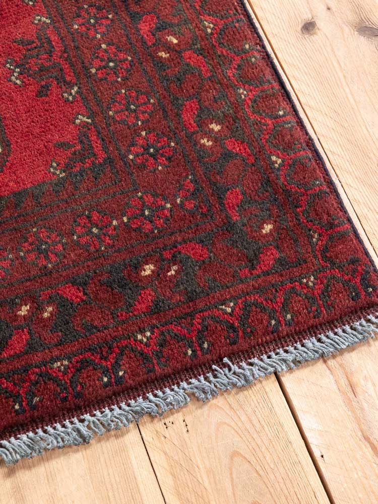 12794 Afghan Red Aq Chah Runner Rug 63x289cm (2.0 x 9.5ft)