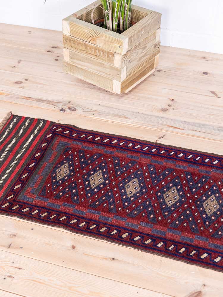 12795 Afghan Mixed Weave Moshwani Runner Rug 57x256cm (1.10 x 8.4ft)