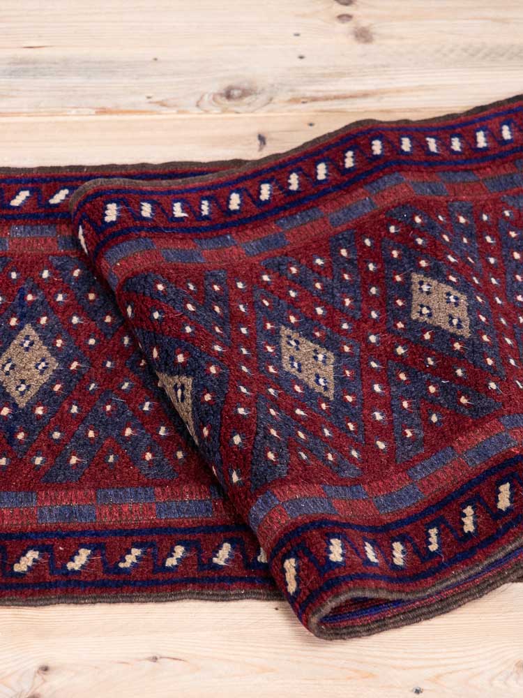 12795 Afghan Mixed Weave Moshwani Runner Rug 57x256cm (1.10 x 8.4ft)